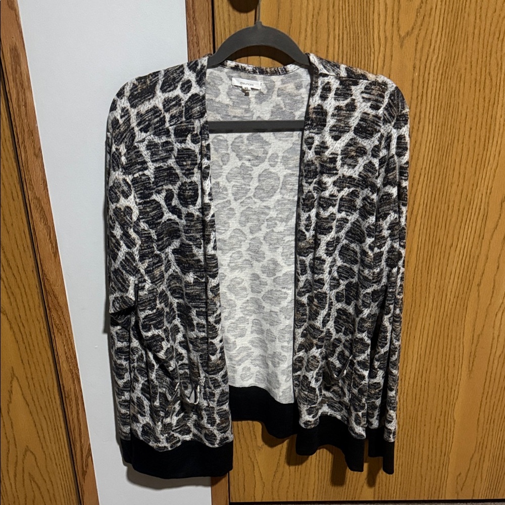 Maurices Black and White Animal Print Cardigan